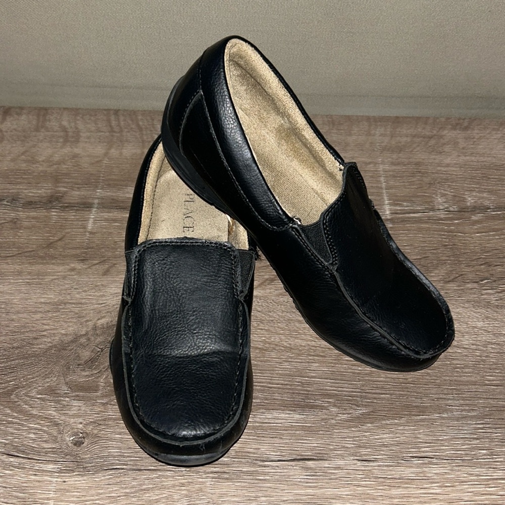 Boys black leather loafers